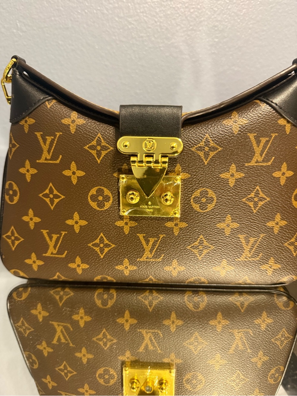 1.1 LV  Monogram Canvas Shoulder Bag with Gold Hardware